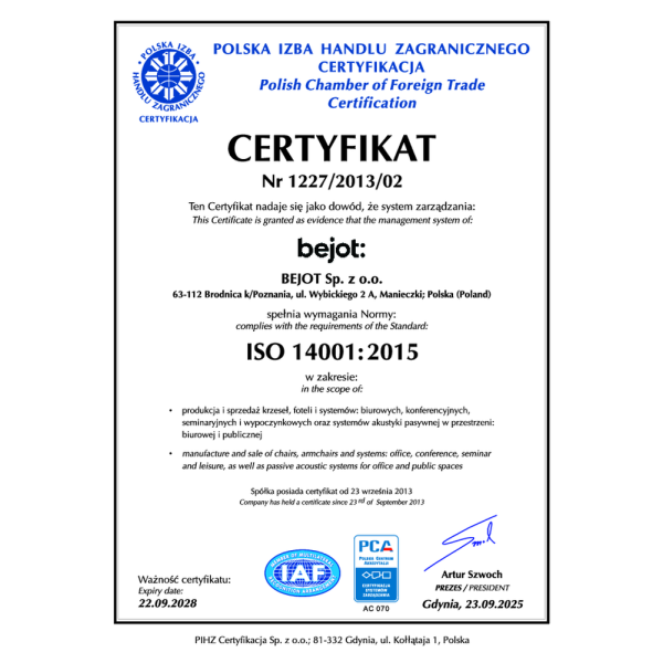 Certificate ISO 14001